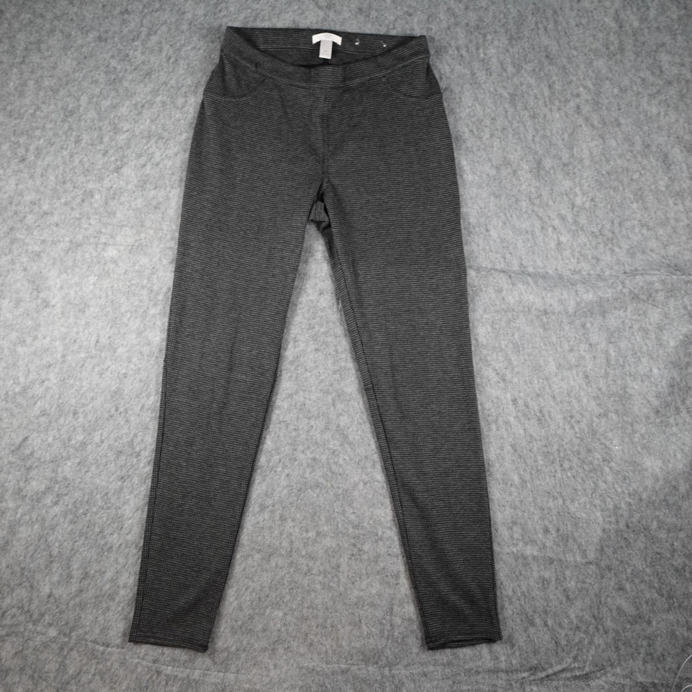 Lauren Conrad Pants Womens Medium Gray Houndstooth Stretch Tapered Pull On